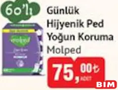 MOLPED GÜNLÜK HİJYENİK PED YOĞUN KORUMA 60'LI